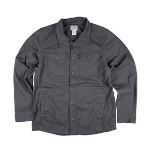 L.L. Bean Chore Shirt Jacket Men's Small Gray Ripstop Button Front Workwear